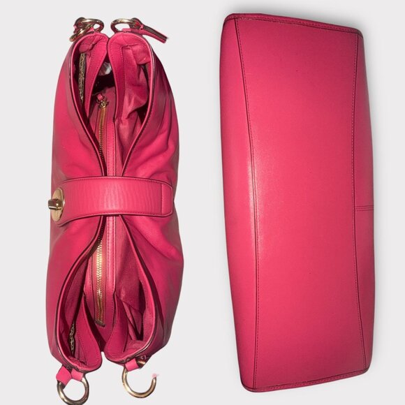 Coach Carlyle Madison Hobo F37637 Hot Pink Leather Brass Turnlock Shoulder Bag - Picture 6 of 10